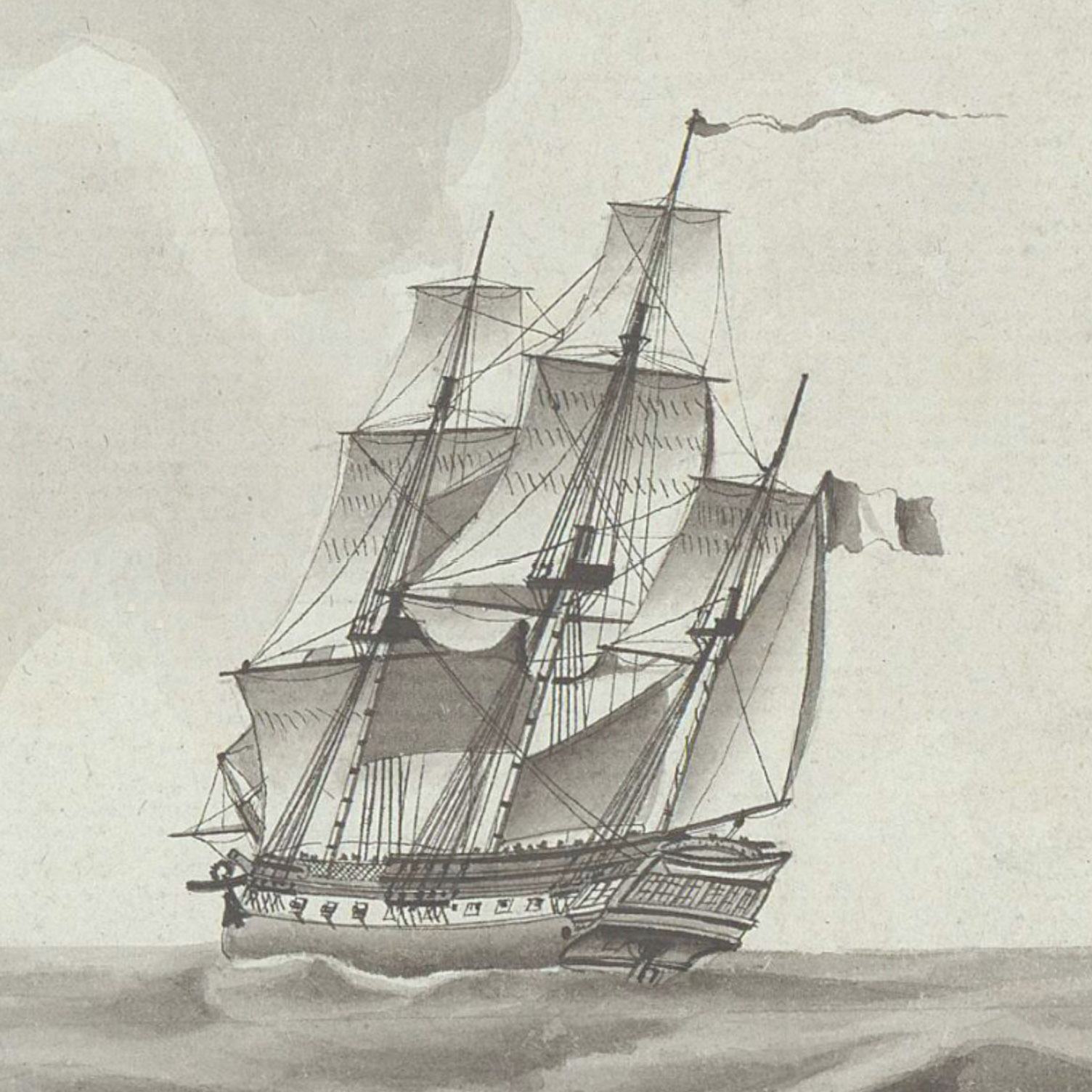 Le Naturaliste, watercolor from Baudin’s journal